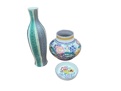 Lot 401 - Two Poole Pottery vases and a Poole Pottery pin dish (3).