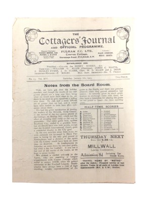 Lot 349 - Fulham v Southampton January 6th 1923