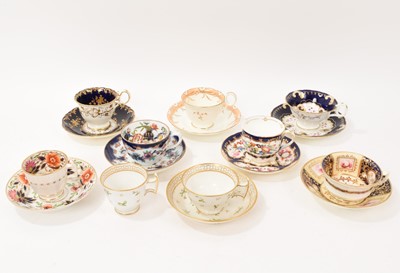 Lot 25 - Group of English 18th / 19th century cups and saucers, including trio and pairs