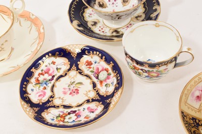 Lot 25 - Group of English 18th / 19th century cups and saucers, including trio and pairs