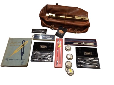 Lot 767 - Leather Gladstone bag and collection of draughtsman equipment