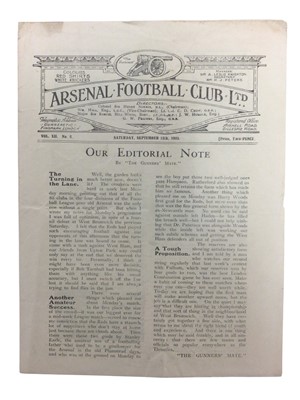 Lot 354 - Arsenal v West Bromwich Albion September 15th 1923