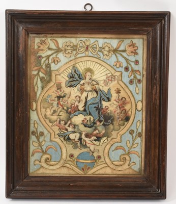 Lot 737 - Late 18th / early 19th century silk embroidered religious picture