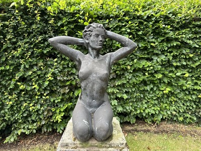 Lot 1276 - Tom Greenshields (1915-1994) bronzed resin life size garden sculpture, 'Rosie in the Garden'