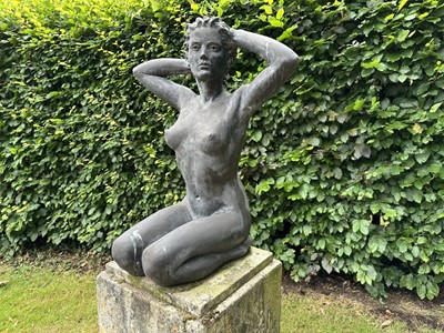 Lot 1276 - Tom Greenshields (1915-1994) bronzed resin life size garden sculpture, 'Rosie in the Garden'