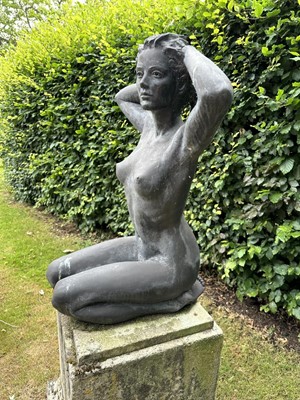 Lot 1276 - Tom Greenshields (1915-1994) bronzed resin life size garden sculpture, 'Rosie in the Garden'