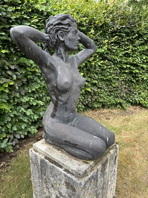 Lot 1276 - Tom Greenshields (1915-1994) bronzed resin life size garden sculpture, 'Rosie in the Garden'