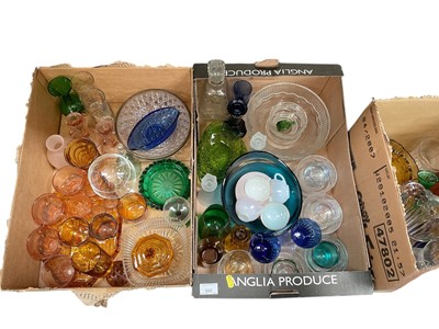 Lot 532 - Collection of assorted coloured glass items and other glassware, (3 boxes).