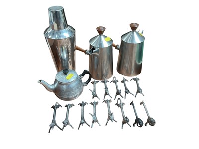 Lot 469 - Collection of metalware to include knife rests, Viners cutlery and Robert Welch cafe au lait set.