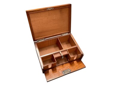 Lot 467 - Edwardian golden oak cigar box with fitted interior including a cigar cutter.