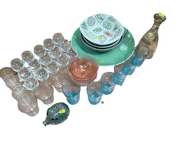 Lot 470 - Group of decorative ceramics and coloured glass.