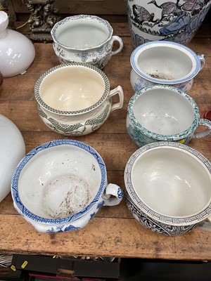 Lot 32 - Six 19th century chamber pots including one Mason's ironstone