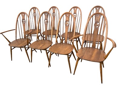 Lot 1323 - Set of eight Ercol dining chairs