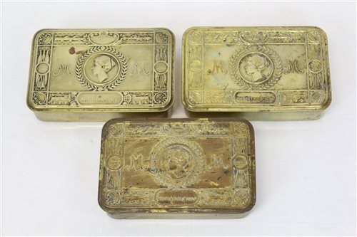 Lot 4184 - Three First World War Queen Mary 1914 brass