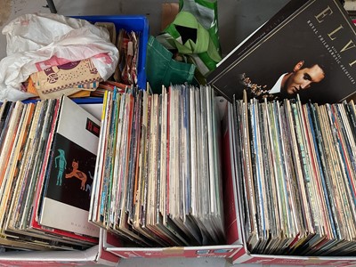 Lot 336 - Collection of LP records including Rod Stewart, Elvis, Madonna, ABBA, Barbara Streisand etc and some singles (4 boxes)