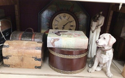 Lot 708 - Group of wooden boxes, figures and other sundry items