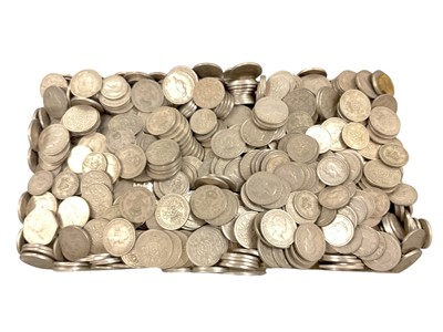 Lot 537 - World - Mixed coinage to include G.B. pre 1947 silver (N.B. Estimated face value £3), a quantity of cupro-nickel Florins, Shillings & other issues (Qty)