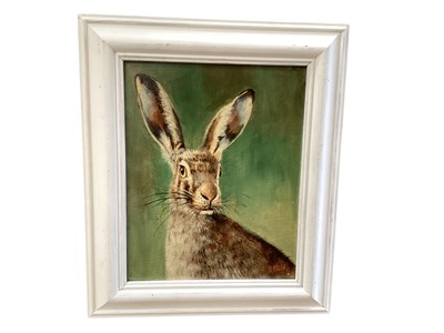 Lot 902 - English School oil on board - Portrait of a Hare