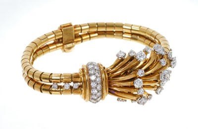 Lot 371 - A fine 1940s/1950s Odeonesque diamond cocktail watch/bracelet