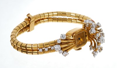 Lot 371 - A fine 1940s/1950s Odeonesque diamond cocktail watch/bracelet