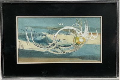 Lot 133 - Patricia Sver, mid century abstract wateercolour, signed and dated 12.5.65, 10.5cm x 19cm, in glazed frame