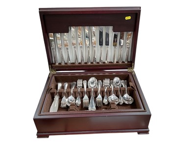 Lot 461 - Canteen of silver plated Hanoverian rat tail pattern cutlery by Arthur Price