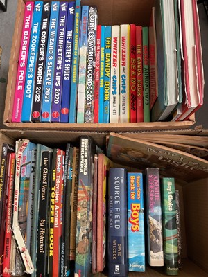 Lot 309 - Three boxes of books including Dandy, Beano, Whizzer, other annuals etc and a collection of Ladybird books