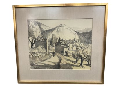 Lot 981 - Clémentine Ballot (1879-1964) 1930s mixed media ‘Le Village, Mollans, France, November 1939’
