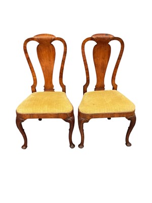 Lot 1384 - Pair of Queen Anne walnut side chairs