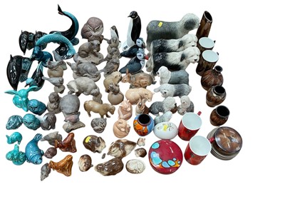 Lot 495 - Collection of ornaments to include various Poole Pottery items including animals and vases.