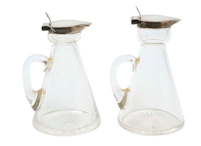 Lot 153 - Pair of George V silver mounted cut glass whisky noggins, (Birmingham 1912), maker Asprey & Co.