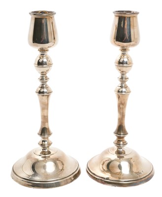 Lot 154 - Pair of George V silver candlesticks, (London 1913), with purchase receipt dated 5th August 2001.