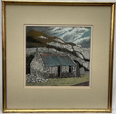 Lot 1063 - *Dione Page (1936-2021) mixed media - "Ruined Cottage, Lochalsh"