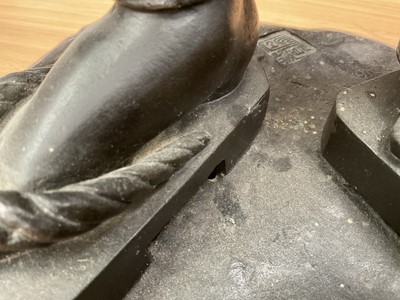 Lot 700 - Mori Hosei (1872-1941) impressive Japanese bronze standing figure of a woman with a lantern