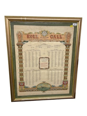 Lot 806 - First World War interest- Middlesex Regiment (Duke of Cambridge’s Own), 25th Battalion Framed Print Concerning the S.S. Tyndareus 7 February 1917. The coloured print, 660mm x 520mm