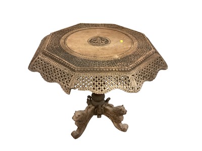 Lot 1359 - Indian carved tilt top table