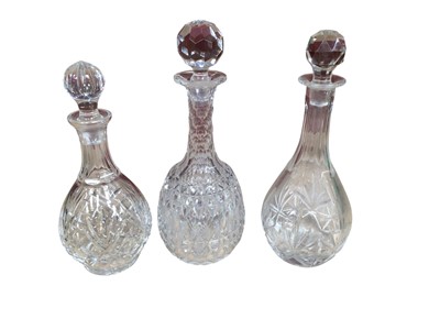 Lot 754 - Nine cut glass decanter and a cut glass bowl