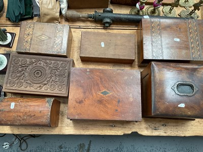 Lot 20 - Seven various antique wooden boxes, including inlaid, Indian, etc