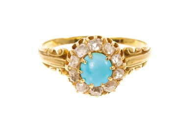 Lot 422 - Victorian turquoise and diamond cluster ring