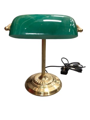 Lot 757 - Green and gold bankers lamp