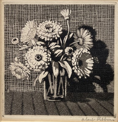 Lot 2 - Albert Ribbans (1903-1966) etching and aquatint - vase of flowers