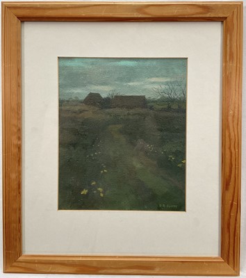 Lot 4 - Robert Scott (contemporary) oil on board - Lampland at dusk
