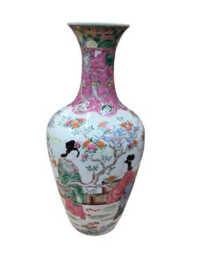 Lot 764 - Large Chinese famille rose porcelain vase decorated with figures, character makes to base, measuring approximately 56cm tall