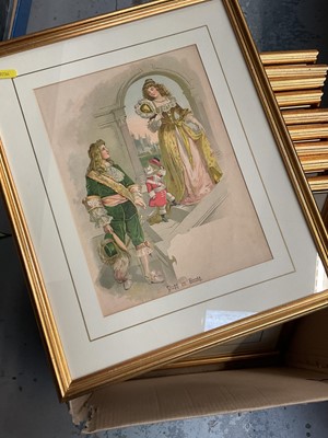 Lot 45 - Group of 10 antique prints of fairytales, including Puss in Boots, Sleeping Beauty, Snow White, etc