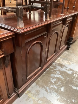 Lot 1254 - Victorian style mahogany sideboard with three frieze drawers and cupboards below, 165cm wide, 52cm deep, 90cm high