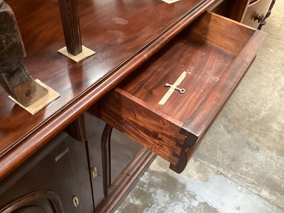Lot 5237 - Victorian style mahogany sideboard with three frieze drawers and cupboards below, 165cm wide, 52cm deep, 90cm high