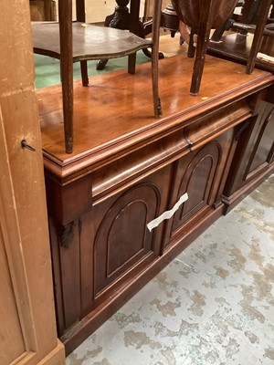 Lot 1257 - Victorian mahogany sideboard with two frieze drawers and cupboards below, 120cm wide, 44cm deep, 86.5cm high