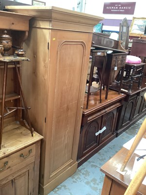 Lot 1260 - Old pine single wardrobe with arched panelled door, 70cm wide, 62cm deep, 191cm high