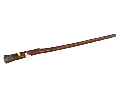 Lot 410 - Victorian walking cane with silver mount, (Birmingham 1876), 85.5cm in length.