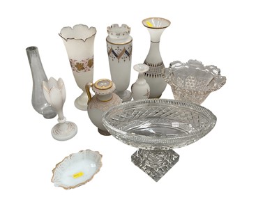 Lot 424 - Early 19th century cut glass dish of navette form, together with other 19th century glassware.